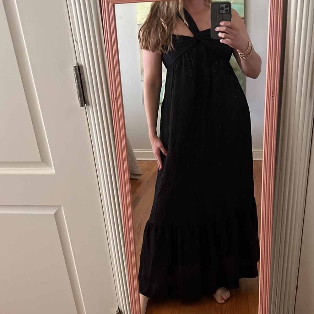 Anthropologie Maeve One Shoulder Maxi Dress in Black medium
